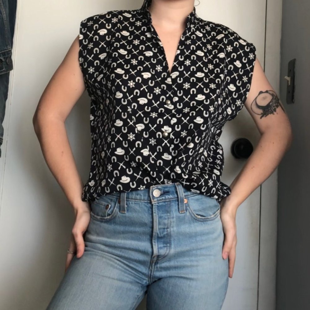 Western Print Button Up